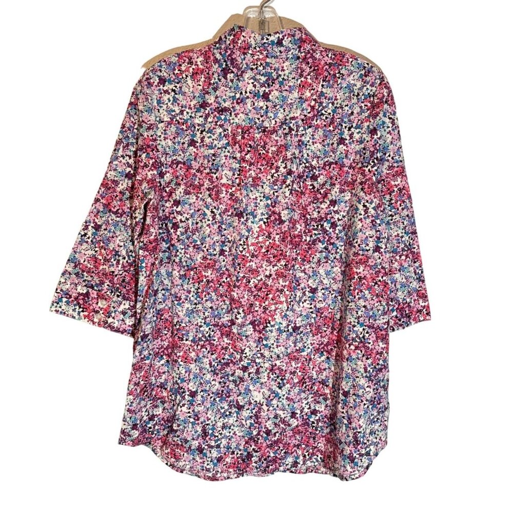 Roamans Womens Floral Tunic Top 14W 3/4 Sleeve Cotton/Poly Blend women blouse. - Picture 12 of 12